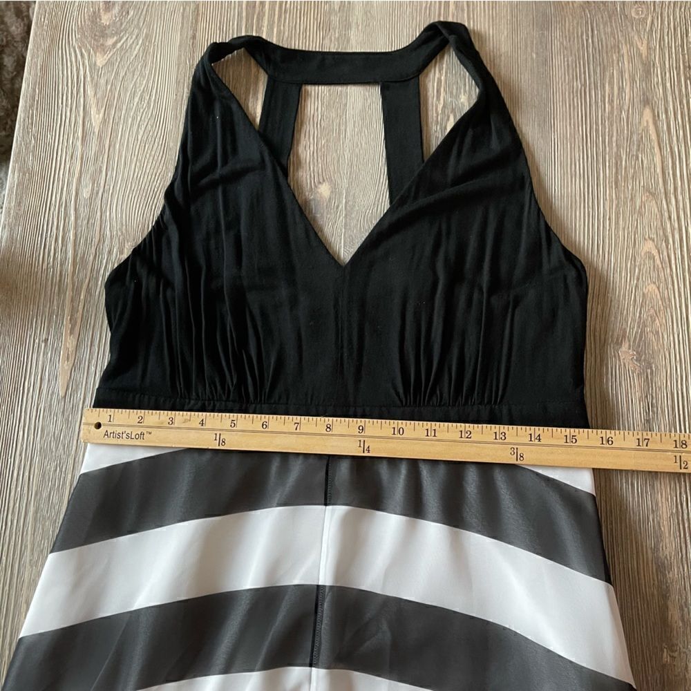 Inc International Concepts Asymmetrical Hem Maxi Dress Black White Stripe - Picture 10 of 13